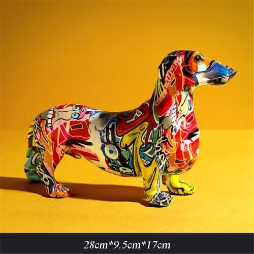 Modern Creative Painted Colorful Dachshund Dog Decoration Home Wine Cabinet Office Decoration Desktop Decoration Crafts
