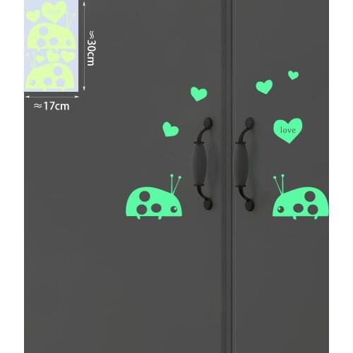 Luminous Heart Beetle Wall Sticker for Kids Children Rooms Art Mural Home Decor Glow in the Dark Peel & Stick Vinly Wallpaper