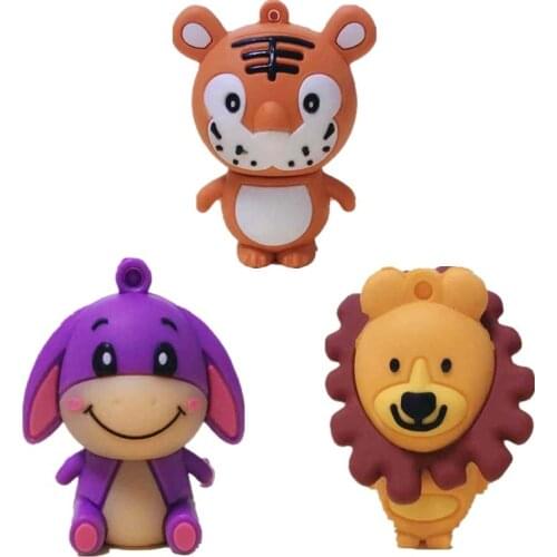 Cartoon USB Flash Drive 256GB 128GB 64GB 32GB16GB 8G 4G USB 2.0 Pendrive Lion Tiger Character Cartoon Animal Pen Drive USB Stick