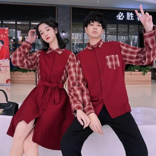 2021 new Korean version womens skirt and mens shirt couples clothes Couples clothing