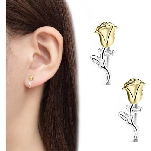 Korean Fashion Earrings 2021 Creative Flower Rose Earrings for Women Stud Earings Jewelry Accessorie Wholesale Kolczyki