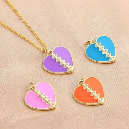 2021 New Love Stitching Peach Heart Fashion Necklace For Woman Exquisite Simple Girl Pendant Gift