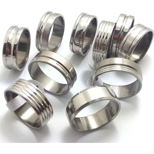 Bulk lots 100pcs Silver lathe Mix Mens band Fashion Stainless Steel Rings Wholesale Jewelry lots