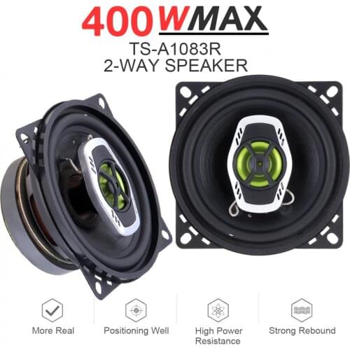 1Pair 4 Inch 10cm 400W 2 Way Car Coaxial Auto Audio Music Stereo Full Range Frequency Hifi Speakers Non-destructive Installation