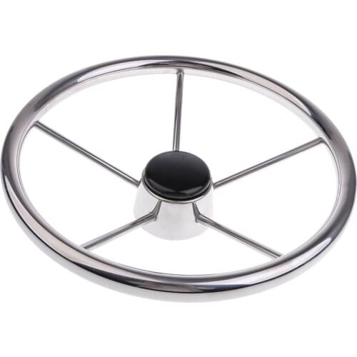 345mm Stainless Steel 5 Spoke 3/4'' Boat Steering Wheel Marine Yacht Pontoon Boat Wheel