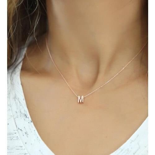 925silver 3 Size M Letters Necklace Polite Stylish Design Modern