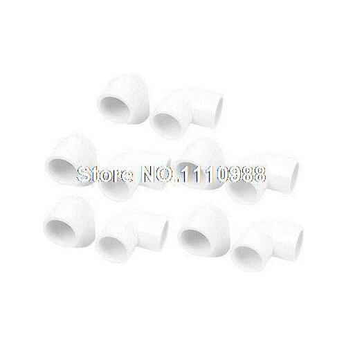 White PVC Drainage Pipe Adapter Elbow Connectors Fittings 20mm Hole Dia 10pcs