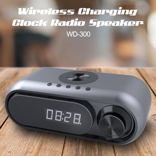 Bluetooth Speaker LED Digital Clock Multifunctional Sound Box Wireless Charger Desk Clock FM Radio Wireless Charging Speaker