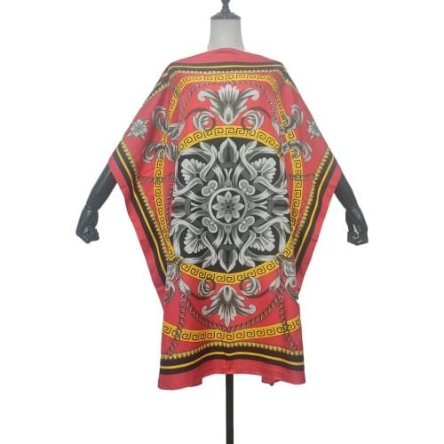 Dashiki African 2021 New Elegant Floral Bohemian Printed Summer Silk Kaftan Midi Dress Thailand Holiday Beach Party Short Kaftan