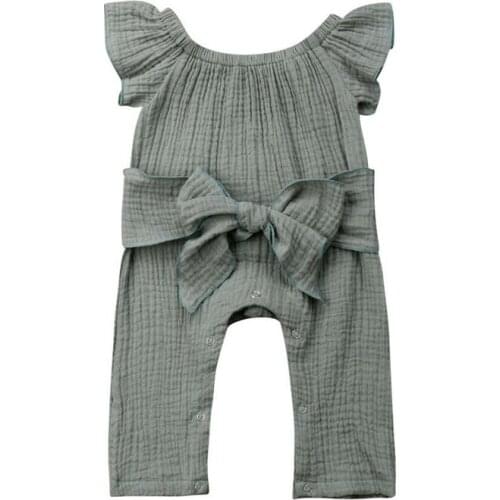 Kids Baby Girl Toddler Summer Jumpsuits Trousers Outfits Clothes Green Baby Girl Bodysuits Baby Girl Bodysuits O-neck Cotton