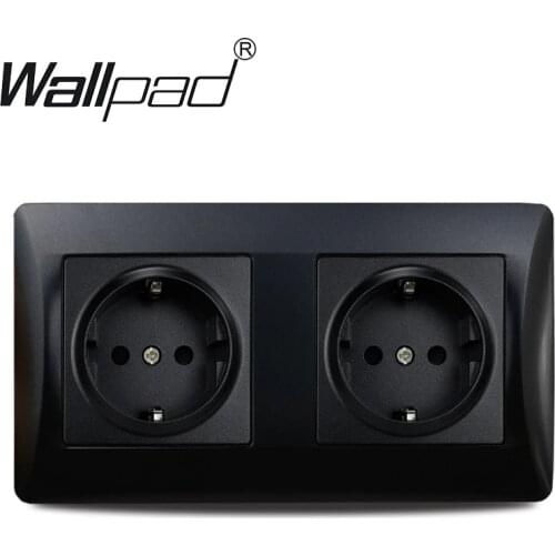 Double EU Socket Matte Plastic Panel Wallpad Black 16A European Standard 156*86mm Wall Panel 220v Power Outlet For EU Box