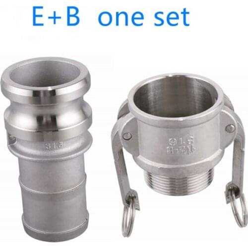 E+B one set of Camlock Fitting Adapter Homebrew 304 Stainless Steel Connector Quick Release Coupler 1/2"3/4"1” 1-1/4"1-1/2"