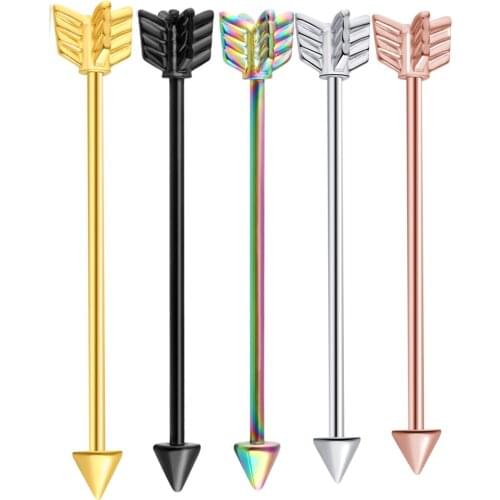 Fanpeijy 14G Surgical Steel Industrial Barbell for Women Men Cartilage Earring Body Piercing Jewelry 38mm Rose Gold