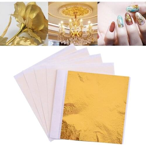 100pcs 8x8.5cm Art Craft Paper Imitation Gold Sliver Copper Leaf Leaves Sheets Foil Paper for Gilding DIY Craft Decoration