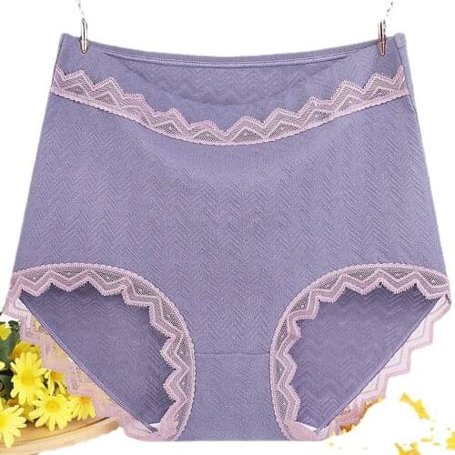 Lace Women Panties Pure Cotton High-Waist Underwear Plus Size women underwear