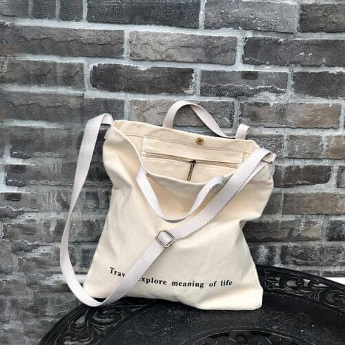 Vintage Style Canvas Bag Women 2020 Casual Laptop Shoulder Bag For Women Letter Print Handbag Ladies Crossbody Bags Womens Bolsa