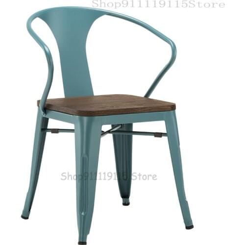 Customized American Style Country Loft Industrial Wind Iron Chair Hot Pot Shop Dining Chair Elm Metal Armrest Durable And Comfor