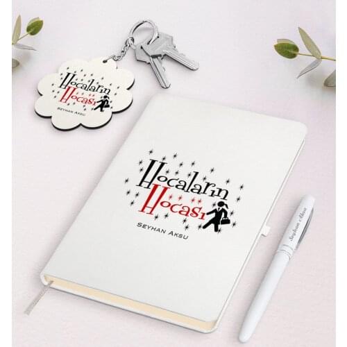 Personalized Hocaların Mentor White Notebook Pen And Keychain Gift Seti-2