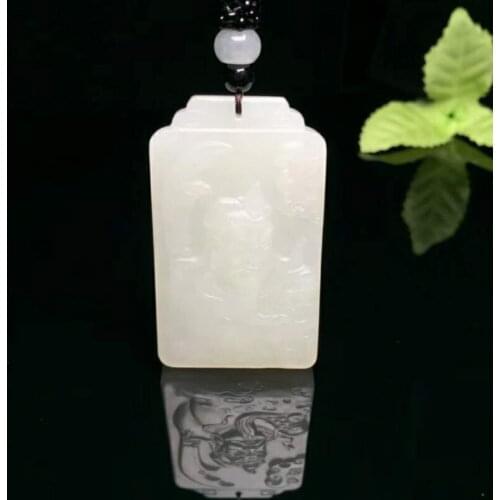 H73#Exquisite Hetian Yu Guan Gong Pendant