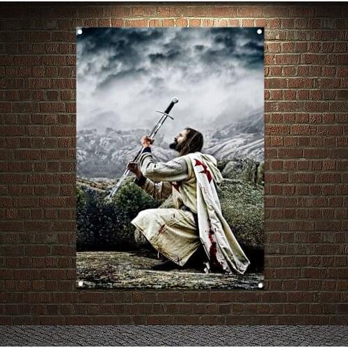 Medieval Crusades Paintings Wall Art Knights Templar Armor Banners Flags Vintage Templar Battles History Poster Interior Decor 8