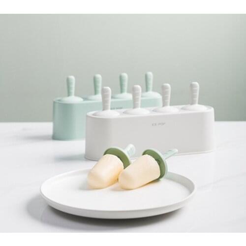 Ice Cream Round Mold Fruit Juice Ice Maker DIY Home Non-stick 4-Capacity Food Grade Silicone Ice Pop Mold Ice Tray