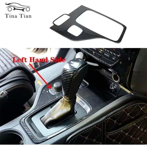 1pc Fit For Ford Ranger wildtrak Accessories 2015 2016 2017 2018 2019 Carbon fiber color stainless Button Gear Panel Cover