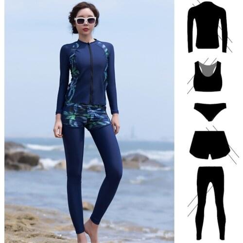Women Long Sleeve Surf UV Sun Protection Rash Guard Swimsuit Full 5pcs Activewear Set Fitness Running Athletic Tracksuits Sports