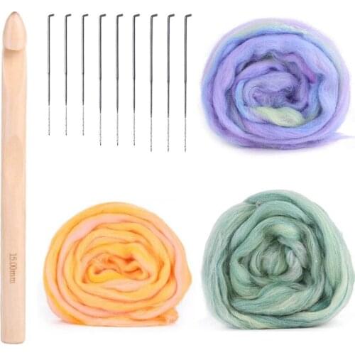 LMDZ 13 Pcs Wool Felting Kit, 3 Colors Wool Roving for Needle Felting(50g/Color), Needle Felting Kit, Needle Felting Starter Kit