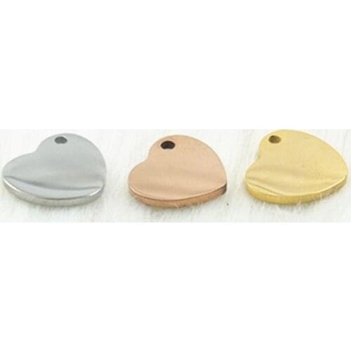 MYLONGINGCHARM 10pcs/lot Metal Charms,Heart shape,high polished beads 13x14mm DIY accessories-Gold,Steel,rosegold colours G1502