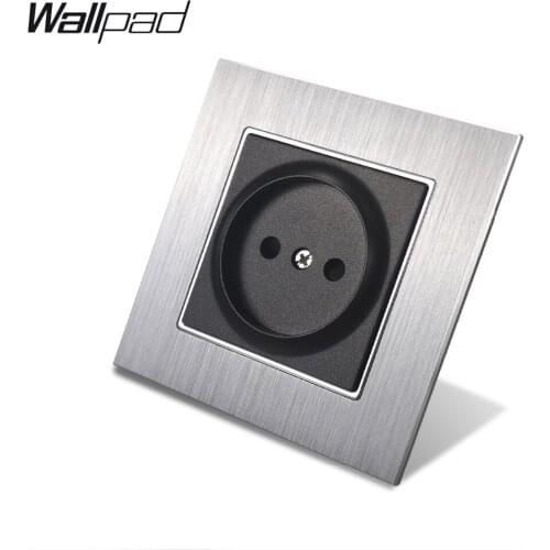 Metal 16A EU Russia Socket Wallpad 86*86mm 110V-240V AC Silver Metal Panel Wall Power Supply 16A 2 Pin Russia Socket with Claws
