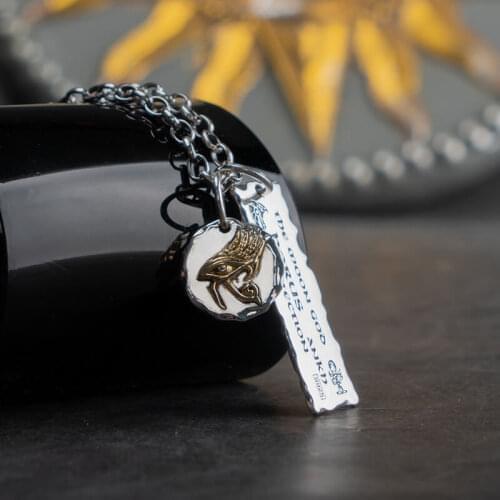 The Eye of Horus S925 Silver necklace for men 2 pieces words pendant Jewelry hippop