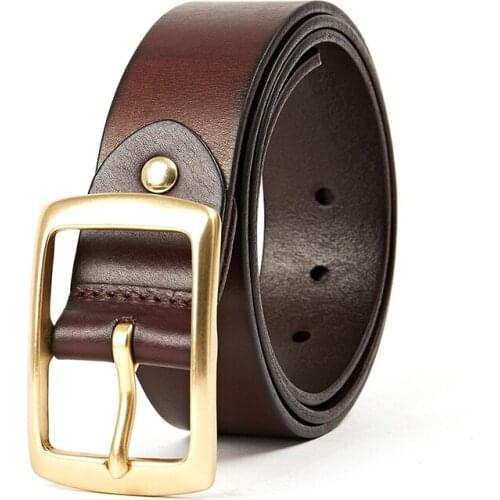2021Mens Boys 100% Import Italian Top Grade Full Grain Leather Belt Men With Single Prong Solid Brass Buckle Jeans Dress