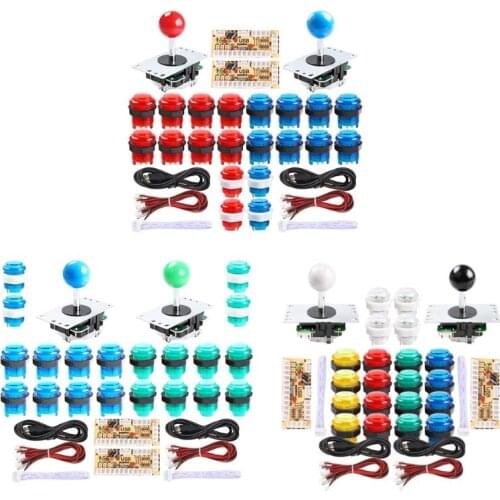 DIY Arcade Game Control Board Kit 2 Players Joystick Game Kits with 20 LED Arcade Buttons 2 Zero Delay USB Encoder