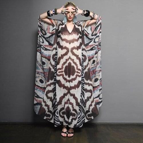 Bikini Cover up Print Over size Bohemian Dress Sarong Swimsuit Cover up Tunic For Beach 2021 Robe Plage Beachwear Pareos Dress