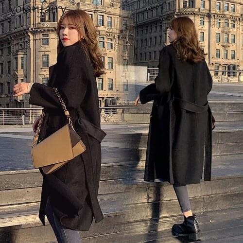 2020 New Wool Coat Female Long Jacket Women Autumn Double-faced Cashmere Oversized Coat Fall Clothes for Women Fashion KJ5594