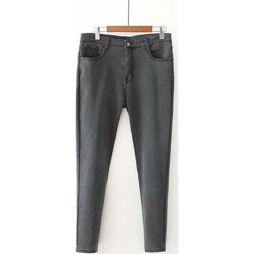 2021 New Skinny Jeans Tight High Waist Velvet Warm Winter Pant Slim Stretch Thick Cotton Denim Trousers for Woman Plus Size