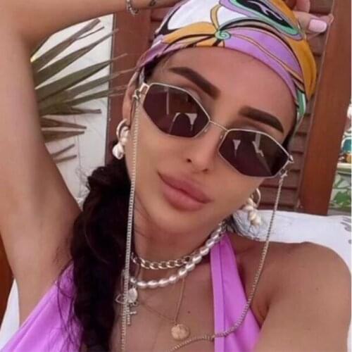 2021 New Irregular Frame Retro Sunglasses For Women Men Brand Designer Metal Polygon Sun Glasses Cutest Sexy Link Chain Eyewear