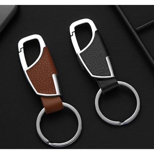 DUTRIEUX New Luxury Metal Leather Key Chain Creative Fashion Men Women Metal Waist Hanging KeyChain Best Car Key Jewelry Gift