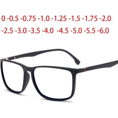 Square Glasses Men Thin Leg Minus Lens Prescription Eyewear Diopter 0 -0.5 -0.75 -1.0 To -6.0