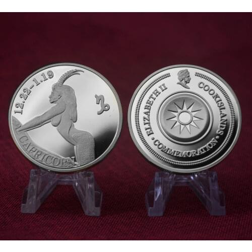 Silver Plated Capricorn signs of the zodiac medal coin Holiday & Business gifts