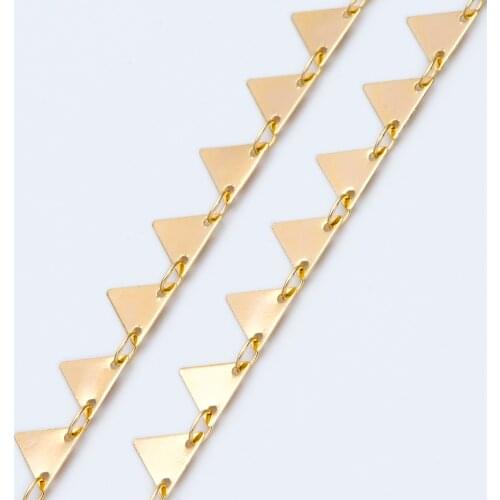 Gold plated Brass Triangle Chains 7.5mm, Handmade Cable Link Geometric Chain, Lead Nickel Free For DIY Jewelry Making Supplies