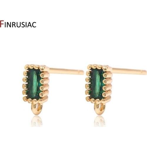 14K Gold Plated Inlaid Zircon Post Earrings Accessories For DIY Women Fashion Earrings Jewelry Material