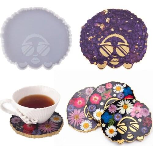 Transparent Silicone Mould Dried Flower Resin Decorative Craft DIY Woman head shape coaster Mold epoxy resin molds for jewelry