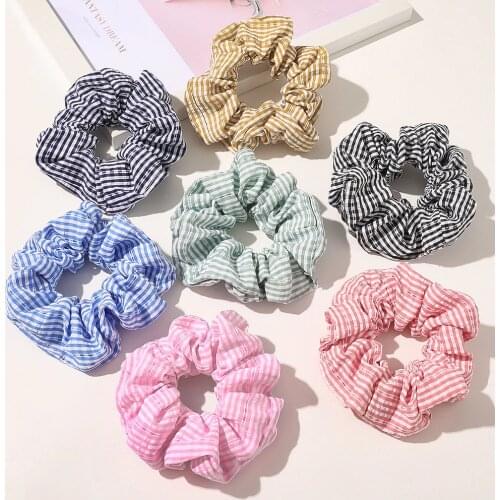 Brand Pattern Designers Vinatge Hair Scrunchies Pack 7pcs/lot Bulk Cotton Striped Hair Rope Korean Cute Hairbands