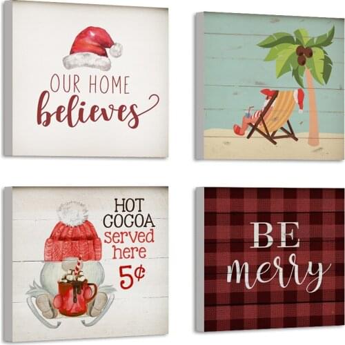 Christmas Santa Posters Be Merry Canvas Paintings Wall Art Decor Canvas Prints Pictures Kids Room Decor Home With Inner Frame