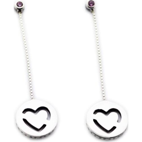 Pure Love Dangle Earrings Pink 925 Sterling Silver Jewelry For Woman Make up Fashion Female Earrings Party Jewelry Wholesale