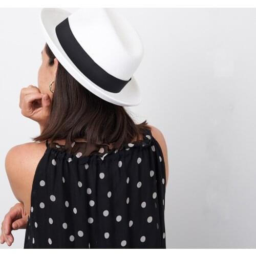 Pineapple&Star Geona Sun Hat Paper Straw Fine Braid Fedora Bucket Beach Hats UPF 50+ Beige White Bonnet For Women Men Streetwear