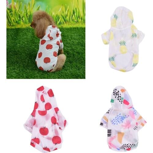 Dog Raincoat Sun-proof Clothing Summer Sun Protection Hoodie Small Dog Clothes Print Poncho For Small Medium Pets Puppy Cat
