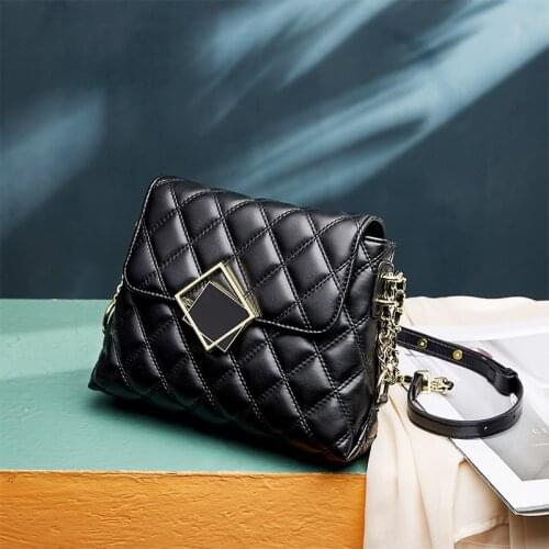 2021 Womens Trend Handbag Vintage Black Handbags Diamond Lattice Brand Ladies Leather Shoulder Bag Shopper Bag For Women