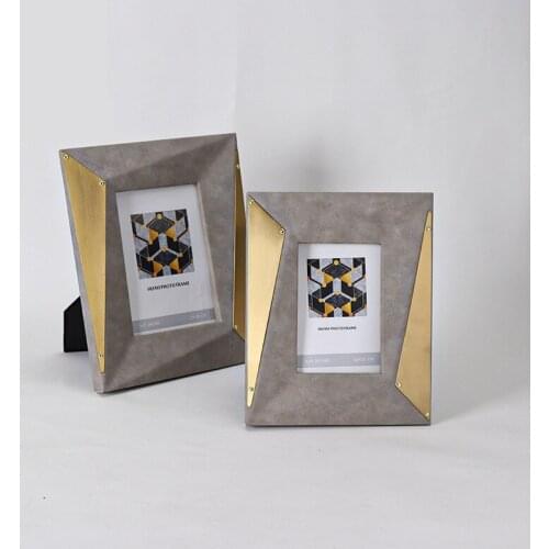 6/7 Inch Light Luxury Metal With Leather Photo Frame Living Room Ornaments